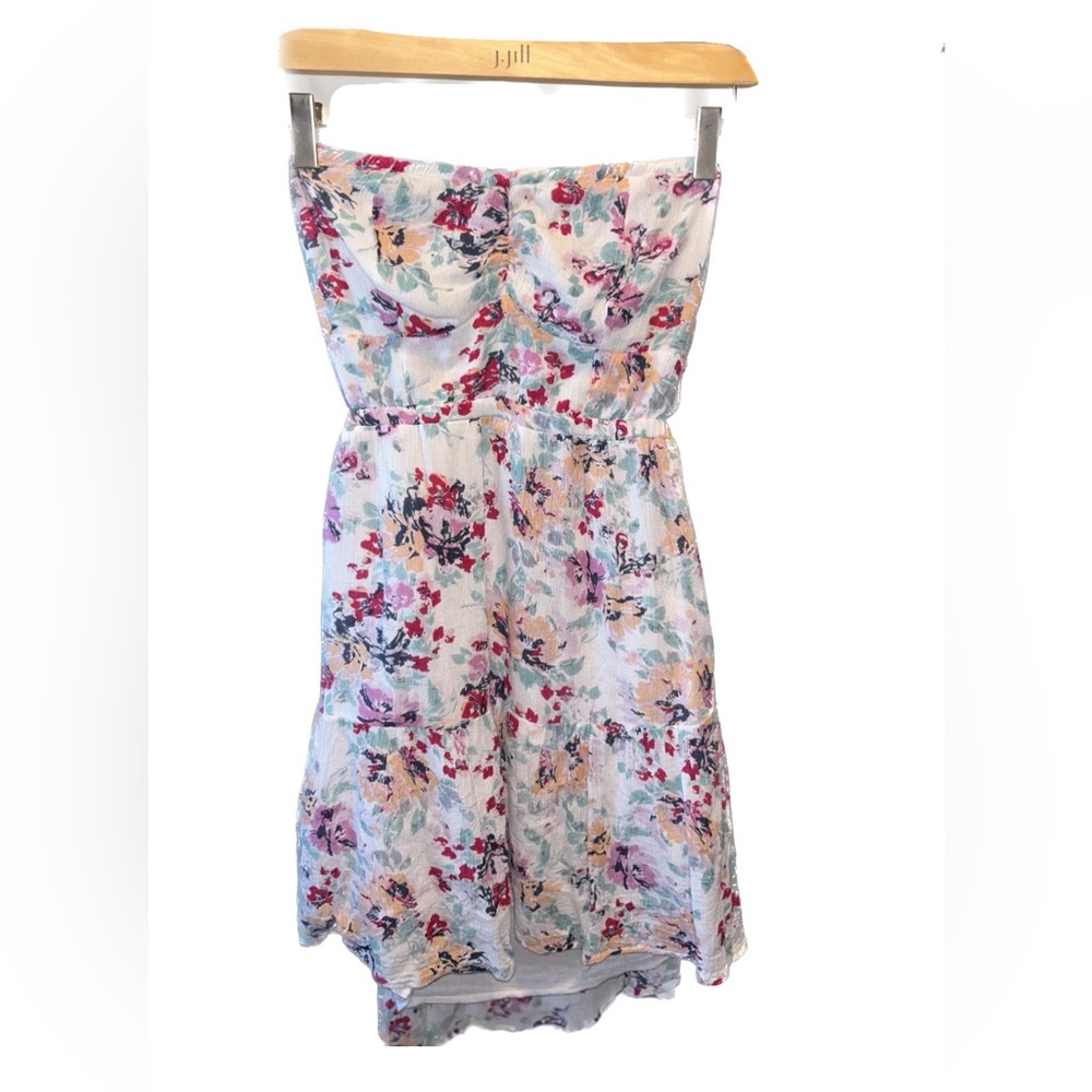 O’Neill strapless floral tie in back dress
